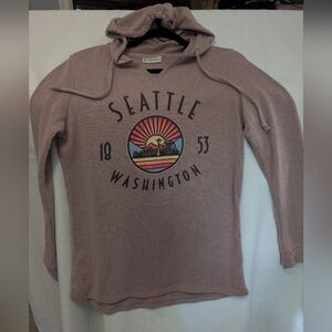 Seattle Hooded Shirt Soft Fleece, Stretchy, Dusty Rose,  Size Medium